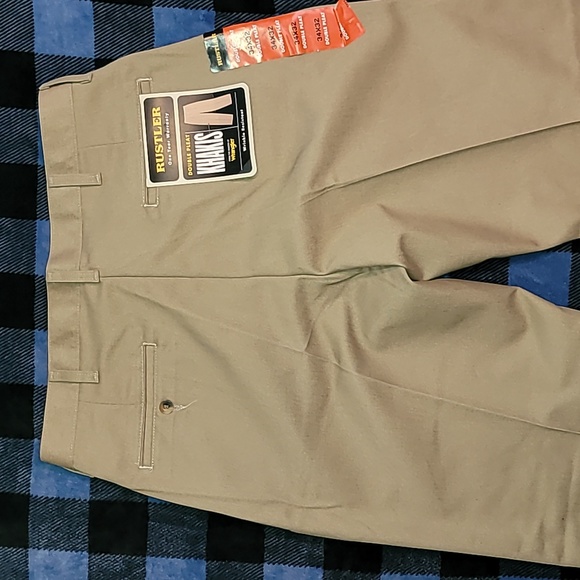 DEADSTOCK. Vintage. USA Fabric. Rustler. Double Pleat Khakis. Men's w34 l32 - Picture 6 of 14